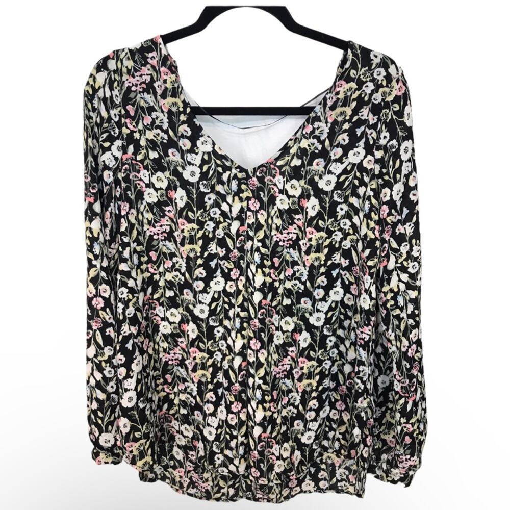 LC Lauren Conrad Floral Tunic top long sleeves New - Picture 4 of 12